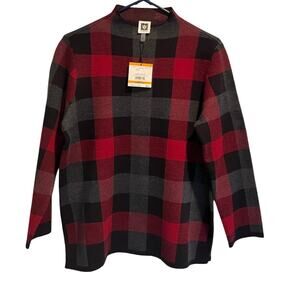 Anne Klein Long Sleeve Sweater Womens Small Plaid Pullover